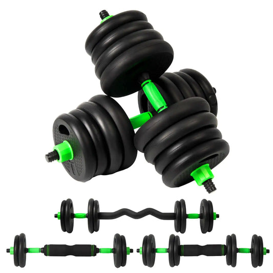 Conjunto de Musculação Multifuncional 3-em-1 (Halteres, Barra Longa e Barra Z)