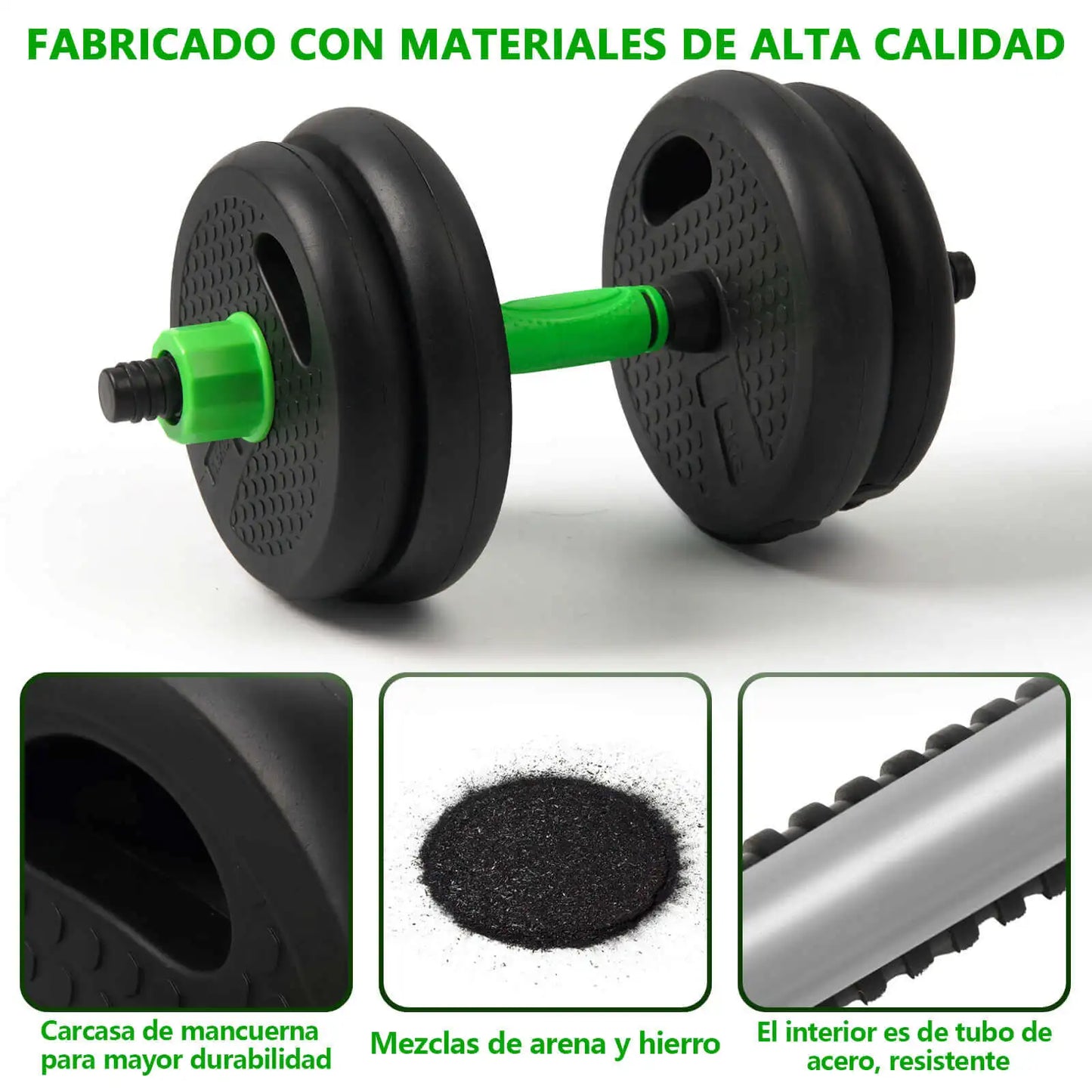 Conjunto de Musculação Multifuncional 3-em-1 (Halteres, Barra Longa e Barra Z)