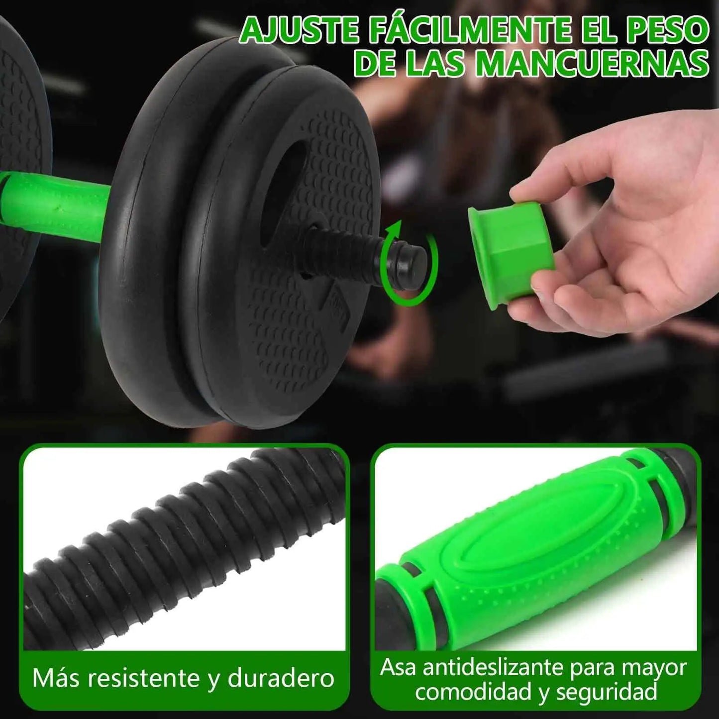 Conjunto de Musculação Multifuncional 3-em-1 (Halteres, Barra Longa e Barra Z)