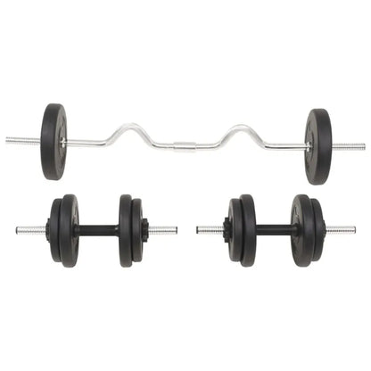 Conjunto de Halteres e Barra de    Musculação – 30 kg