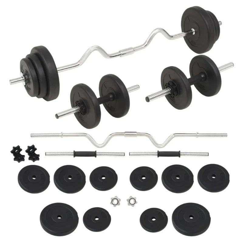 Conjunto de Halteres e Barra de    Musculação – 30 kg