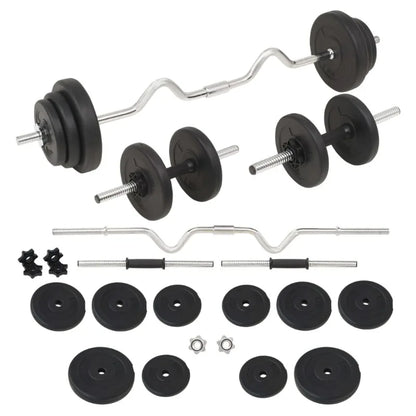 Conjunto de Halteres e Barra de    Musculação – 30 kg