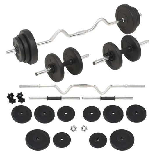 Conjunto de Halteres e Barra de    Musculação – 30 kg