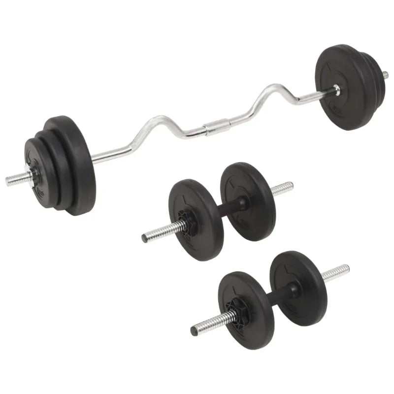 Conjunto de Halteres e Barra de    Musculação – 30 kg