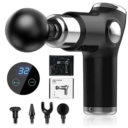 MINI Pistola de Massagem Profissional Ziqing – Ecrã LCD e Percussão Profunda